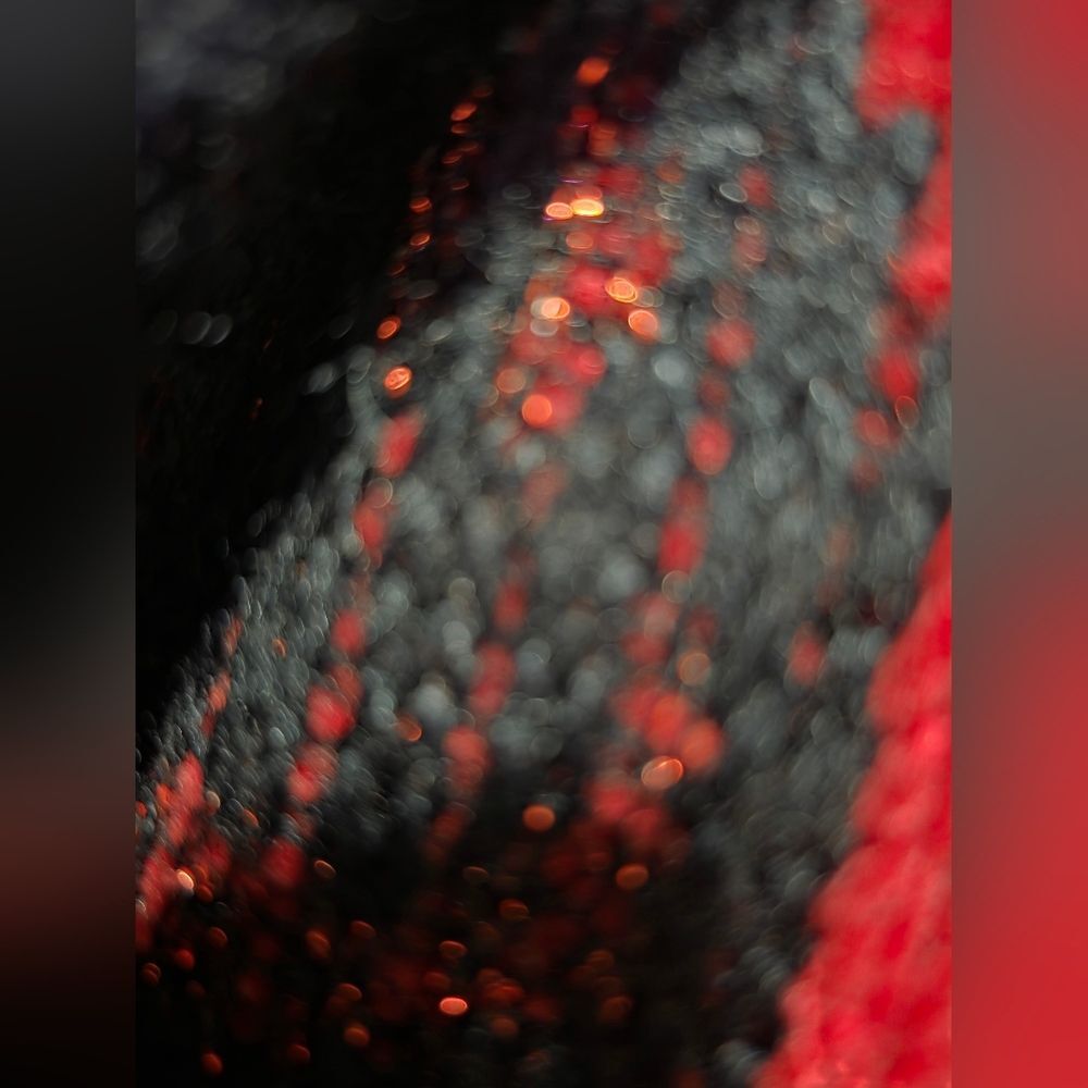 Vtg Red Black Gold Shimmer Coatigan Quilted Lined Cardigan Blazer Fur Collar - Picture 8 of 14